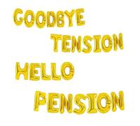 Palloncini in lamina per feste a tema Padrino, 40,6 cm, con frasi e parole dell'alfabeto, striscioni decorativi per feste (oro, Good Bye Tension Hello Pension)