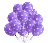 Palloncini in lattice a pois, 30 cm, per feste, compleanni, matrimoni, anniversari, feste in interni ed esterni, con nastro in omaggio, 10 m, viola scuro, confezione da 100