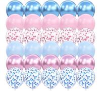 Palloncini in lattice blu e rosa lucidi: 30 palloncini da 30 cm, palloncini blu e rosa coriandoli per compleanno, matrimonio, laurea, anniversario, decorazione per feste