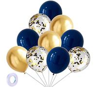 Palloncini in lattice, con coriandoli e oro metallizzato, confezione da 30 palloncini in lattice, oro metallizzato,1 nastro, decorazioni per feste di compleanno, matrimoni, anniversari e celebrazioni