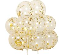 Palloncini in lattice di elio dorato, palloncini in lattice con coriandoli dorati, palloncini in lattice per feste, 100 palloncini da 30 cm, palloncini multicolore con paillettes con carta dorata, per