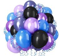 Palloncini in lattice nero, viola, blu, 60 pezzi, 30,5 cm, metallizzati, blu navy, viola, nero, perla, viola, blu, coriandoli, palloncini in lattice per bambini, ragazzi, astronauta, spazio