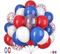 Palloncini in lattice rosso, bianco e blu, 60 pezzi, 30 cm, blu e rosso bianco, coriandoli per ragazze, ragazzi, feste di compleanno, baby shower, matrimoni, festa dell'indipendenza, 4 luglio