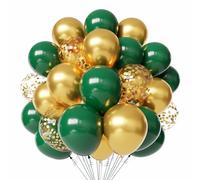 Palloncini in lattice verde e oro, 60 pezzi, 30,5 cm, metallizzati, cromati, verdi e oro, con 1 nastro, per laurea, giungla, compleanno, baby shower, decorazioni per feste