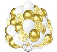 Palloncini in oro bianco, 50 pezzi, 25,4 cm, con coriandoli, per donne e ragazze, compleanni, matrimoni, anniversari, carnevale, battesimi, fidanzamenti, lauree, decorazioni