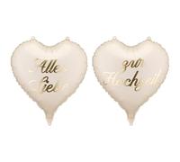 Palloncini in pellicola a forma di cuore, 35 x 35 cm, set da 2 pezzi, per elio o aria, palloncini in beige con scritta in oro, decorazione di nozze per coppia di sposi, matrimonio, colore beige, oro