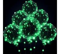 Palloncini LED BOBO, Una confezione da dieci 10 Pollici Palloncini LED Trasparenti con 3 Metri Luci della Stringa, per Compleanni, Matrimoni, San Valentine (Verde)