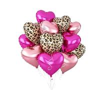 Palloncini leopardati a forma di cuore, 12 pezzi, rosa acceso e leopardato | Palloncini leopardati per decorazioni di compleanno leopardati, 45,7 cm, stampa leopardata, rosa acceso, a forma di cuore