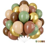 Palloncini Marrone Verde, 60 Pezzi Palloncini Compleanno Marrone Verde Salvia，Marrones Verde Oro Lattice Palloncino Decorazioni Palloncino Per Compleanno Matrimonio Anniversario Baby Shower Feste