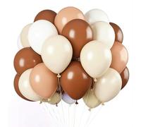 Palloncini marroni, 60 pezzi da 30 cm Palloncini neutri marroni Caffè Palloncini marroni con palloncini bianchi in lattice Palloncini con nastro per festa di nascita, decorazioni per feste di