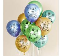 Palloncini metallici di buon compleanno, 30 palloncini stampati metallizzati blu, verde, giallo, decorazione per feste, palloncini di compleanno per bambini