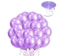 Palloncini metallizzati per Halloween, feste di compleanno per bambini, accessori decorativi per matrimoni, accessori per feste, con nastro da 10 m di colore casuale (viola chiaro, confezione da 30)