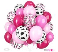 Palloncini Mucca, Set di Palloncini da 12 Pollici con Stampe Mucca, Rosa Pastello, Rosa Accesso, Palloncini Neri e a Confetti per Feste di Compleanno e Baby Shower a Tema Cowgirl e Western A3-QQ