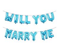 Palloncini multicolore da 40,6 cm con scritta "Will You Marry Me", ideali per proposte di matrimonio, decorazioni per feste e feste con scritta "Will You Marry ME Blue Star" (lingua italiana non garantita)