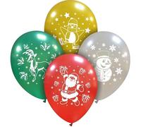 Palloncini Multicolore Stampati 20 pz, 100% Lattice, Biodegradabili, Feste, Bambini, Natale (Palloncini Natale)