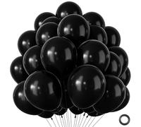 Palloncini Neri, 100 Pezzi Palloncini Compleanno Bombola Elio Lattice, Decorazioni Neri per Baby Shower Compleanno Anniversario Battesimo Laurea Carnevale Halloween Gender Reveal, 12 Pollici