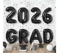 Palloncini neri 2026, 40,6 cm, colore nero opaco 2026, palloncini in lamina per decorazioni di laurea 2026, forniture per decorazioni per feste di laurea 2026