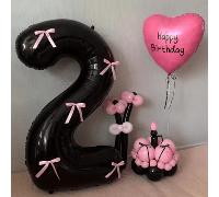 Palloncini neri a numero da 32 pollici con fiocco, set da 7 pezzi, decorazione per feste di compleanno, eventi nei centri commerciali, San Valentino, proposte di matrimonio e varie attività di celebra