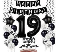 Palloncini neri bianchi 19°compleanno decorazione, decorazione compleanno 19 anni ragazzo ragazza decorazione torta 19°compleanno ragazzo palloncini 19° compleanno ragazzo buon compleanno 19 anni