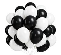 Palloncini neri e bianchi, 60 palloncini a elio, in lattice, 30,5 cm, per compleanno, matrimonio, pensionamento, laurea, Capodanno, anniversario, Halloween