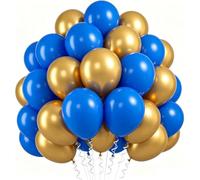 Palloncini neri e bianchi, 60 palloncini in lattice da 30,5 cm, per feste, matrimoni, compleanni, baby shower, lauree, feste aziendali (blu oro)
