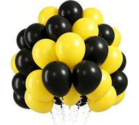 Palloncini neri e bianchi, 60 palloncini in lattice da 30,5 cm, per feste, matrimoni, compleanni, baby shower, lauree, feste aziendali (nero e giallo)