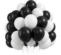 Palloncini neri e bianchi, 60 palloncini in lattice da 30,5 cm, per feste, matrimoni, compleanni, baby shower, lauree, feste aziendali (bianco e nero)