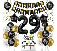 Palloncini Neri e Oro per Compleanno 29 Anni - Decorazione per Uomo e Donna - Palloncini Foil e Decorazione Torta