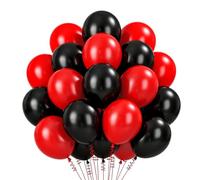 Palloncini neri e rossi, 30 palloncini a elio opachi, in lattice, per feste di casinò, 30 cm, per compleanno, matrimonio, San Valentino, laurea, Halloween, carte da poker, feste pirati
