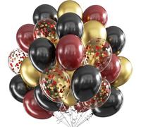 Palloncini neri rossi, 60 pezzi, 30,5 cm, nero, rosso e oro, in lattice, coriandoli