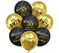 Palloncini Nero e Oro per il 55° Compleanno, Buon Compleanno in Tedesco, Uomini Donna