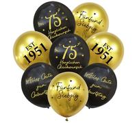 Palloncini Nero e Oro per il 75° Compleanno, Buon Compleanno in Tedesco, Uomini Donna