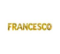 Palloncini nome Francesco, kit scritto con lettere Oro altezza 35cm