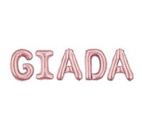 Palloncini nome Giada, kit scritto con lettere Rosa altezza 35cm