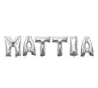 Palloncini nome Mattia, kit scritto con lettere Argento altezza 35cm
