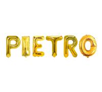 Palloncini nome Pietro, kit scritto con lettere Oro altezza 35cm