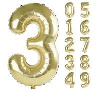 Palloncini numerati 3 da 100 cm per decorazioni per feste di 3° compleanno, 0-100 palloncini digitali n. 3 color oro champagne per ragazze, ragazzi e figlia, palloncini con numero in lamina di elio