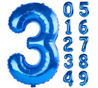 Palloncini numerati 3 da 100 cm per decorazioni per feste di 3° compleanno, 0-100 palloncini digitali grandi n. 3 blu scuro per ragazze, ragazzi e figlia, palloncini con numero in lamina di elio per
