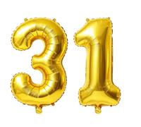 Palloncini numerati 31 da 100 cm per decorazioni per feste di 31° compleanno, 0-100 palloncini digitali grandi n. 31 oro per donne, uomini e lei, palloncini in lamina di elio per anniversario di