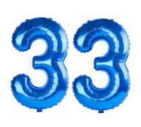 Palloncini numerati 33 da 100 cm per decorazioni per feste di 33° compleanno, 0-100 palloncini digitali grandi n. 33 blu scuro per donne, uomini e lei, palloncini con numero in lamina di elio per