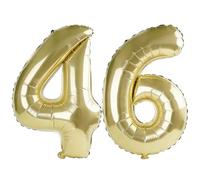 Palloncini numerati 46 da 100 cm per decorazioni per feste di 46° compleanno, 0-100 palloncini digitali n. 46 color oro champagne per donne, uomini e madri, palloncini con numero in lamina di elio per