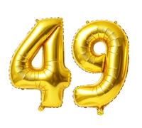 Palloncini numerati 49 da 100 cm per decorazioni per feste di 49° compleanno, 0-100 palloncini digitali grandi in oro n. 49 per donne, uomini e madri, palloncini in lamina di elio per anniversario di