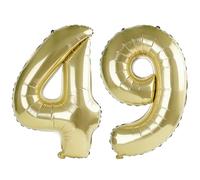 Palloncini numerati 49 da 100 cm per decorazioni per feste di 49° compleanno, 0-100 palloncini digitali grandi n. 49 color oro champagne per donne, uomini e madri, palloncini in lamina di elio per