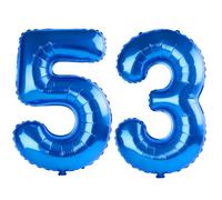 Palloncini numerati 53 da 100 cm per decorazioni per feste di 53° compleanno, da 0 a 100 palloncini digitali grandi n. 53 blu scuro per donne, uomini e madri, palloncini in lamina di elio per