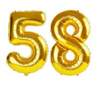 Palloncini numerati 58 da 100 cm per decorazioni per feste di 58° compleanno, 0-100 palloncini digitali grandi n. 58 per donne, uomini e madri, palloncini in lamina di elio per anniversario di