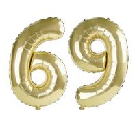 Palloncini numerati 69 da 100 cm per decorazioni per feste di 69° compleanno, da 0 a 100, color oro champagne, grandi palloncini digitali n. 69 per donne, uomini e madri, palloncini in lamina di elio