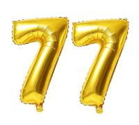 Palloncini numerati 77 da 100 cm per decorazioni per feste di 77° compleanno, 0-100 palloncini digitali grandi in oro n. 77 per donne, uomini e nonni, palloncini in lamina di elio per anniversario di