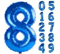 Palloncini numerati 8 da 100 cm per decorazioni per feste di 8° compleanno, 0-100 palloncini digitali grandi n. 8 blu scuro per ragazze, ragazzi e figlia, palloncini con numero in lamina di elio per