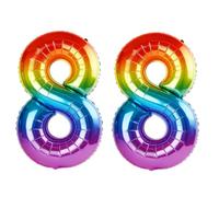 Palloncini numerati 88 da 100 cm per decorazioni per feste di 88° compleanno, 0-100 palloncini digitali arcobaleno grandi n. 88 per donne, uomini e nonni, palloncini in lamina di elio per anniversario