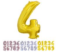 Palloncini Numeri gigante XXL Numero da 0 a 100 , Elio Pallone per Anniversario, Decorazione Feste di Compleanno Palloncino, 70 cm (Oro 4)